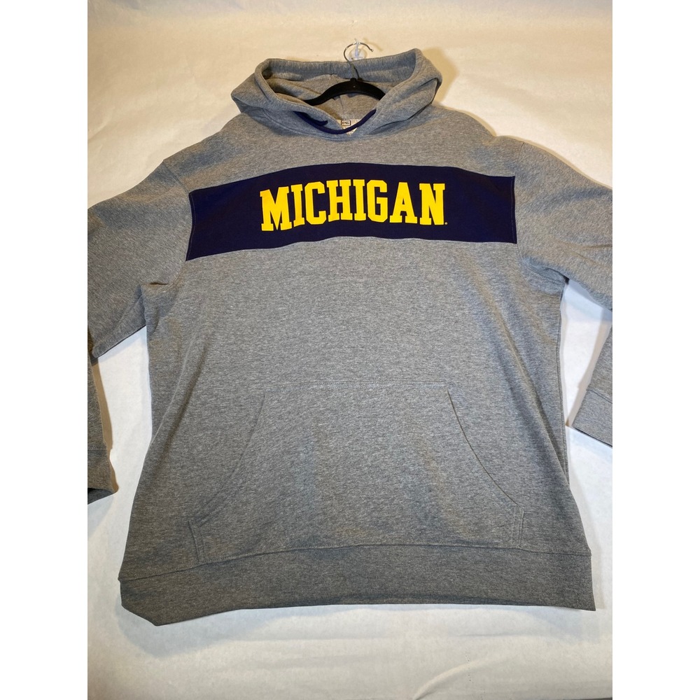 Gray Proedge Michigan Hoodie Colorblock Logo Graphic XL Unisex